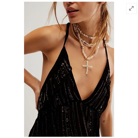 Free People Black Sequins Top - Picture 3 of 5